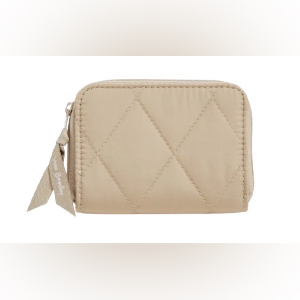 Vera Bradley RFID Small Zip Around Wallet in Ultralight caramel cream (tan)